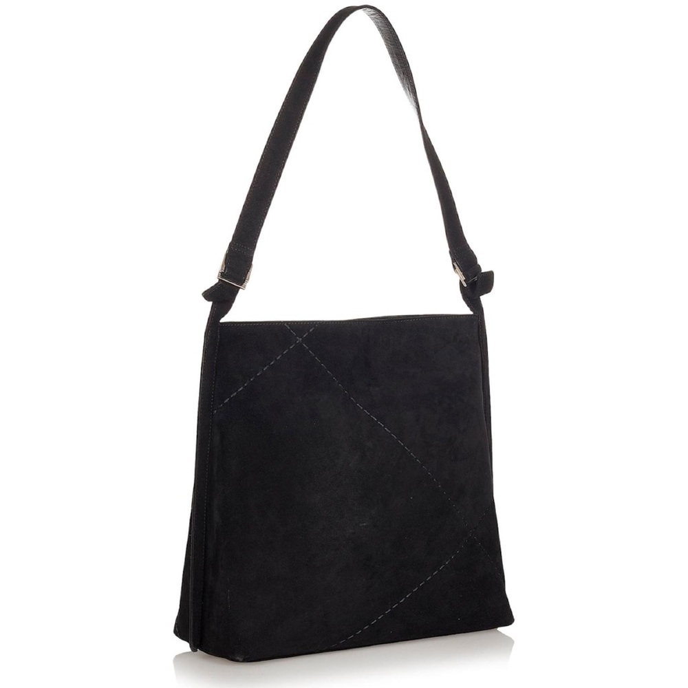 Vintage Salvatore Ferragamo Black Suede & Leather Shoulder Bag – Made in Italy